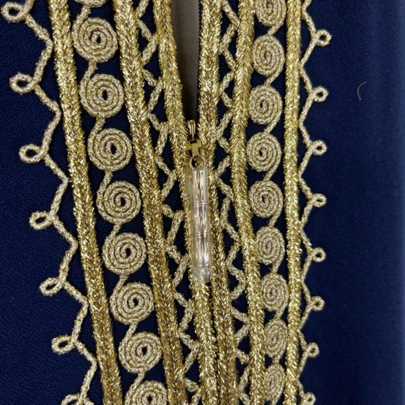 LILLY PULITZER Jane Maxi Dress True Navy Bamboo Pull Tassel Front Side Slit Co - Picture 5 of 12